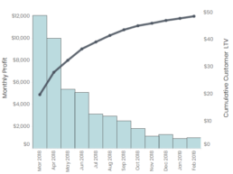 Chart displaying profit and cumulative LTV for a customer cohort